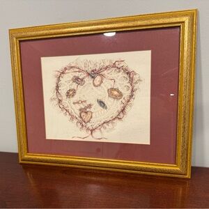 Vintage Gay Talbott Framed and Matted Victorian-Style Lace Heart Print